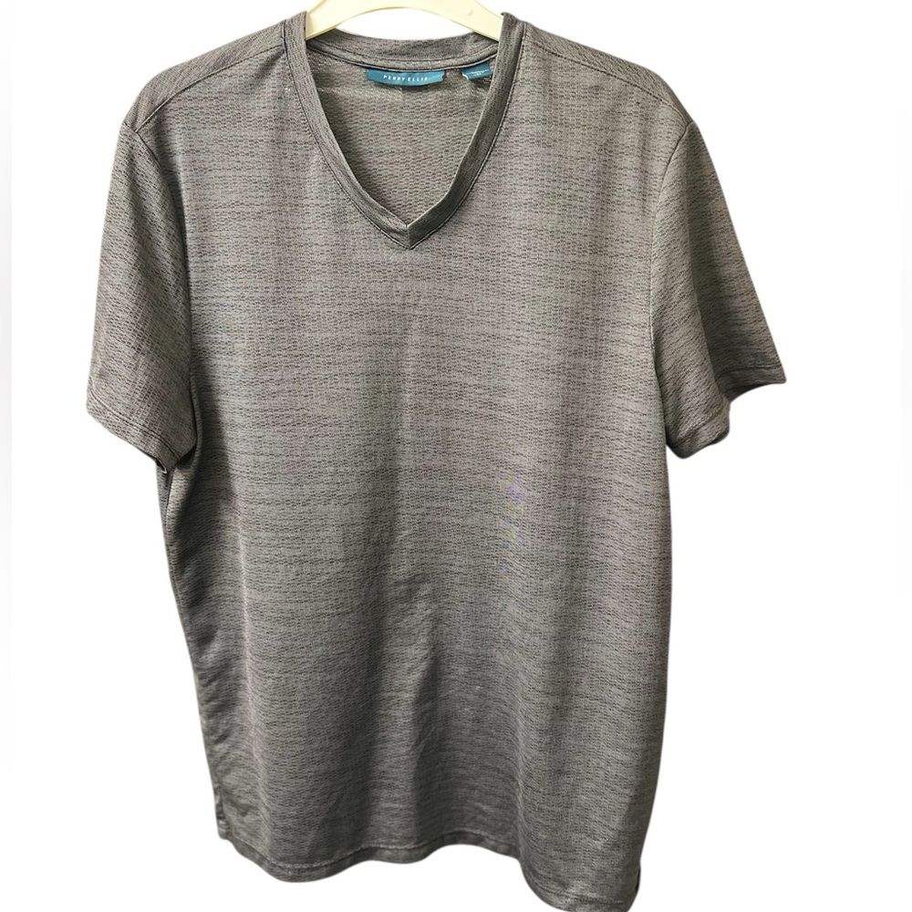 Perry Ellis Gray Performance V-Neck Tee Medium